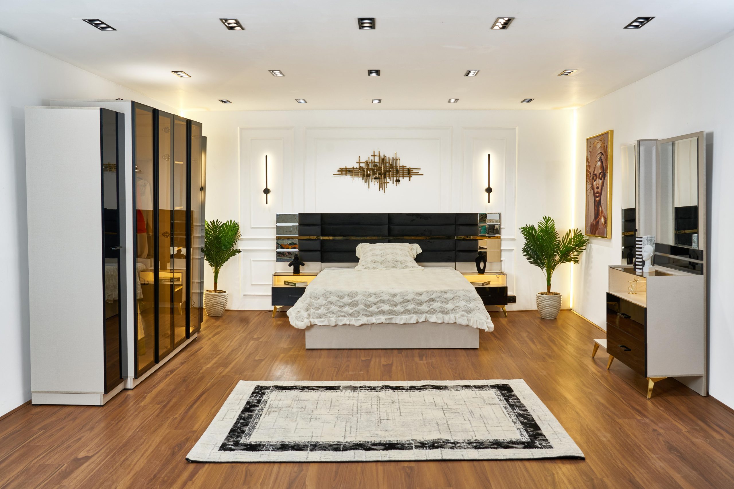 Black Biege Bedroom_